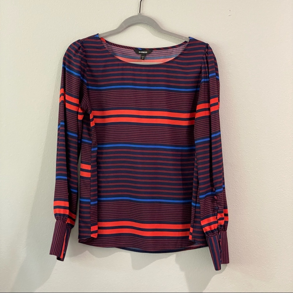 Express Long Sleeve Striped Blouse